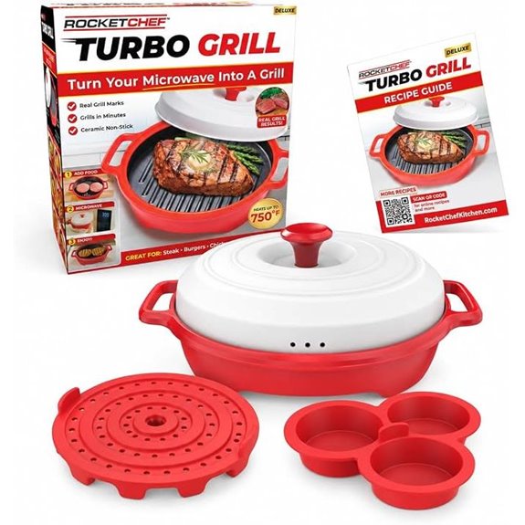 Turbo Grill Deluxe Microwave Grill Pan Set + Silicone Inserts